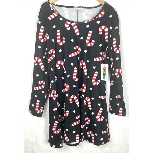 Tipsy Elves Women's Candy Cane Dress Holiday Black Size XXL NEW - Picture 1 of 7